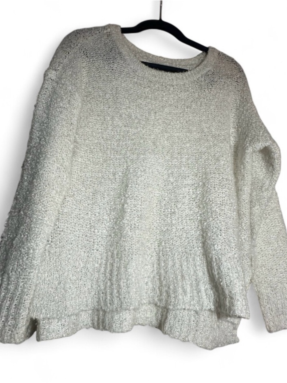 American Eagle Outfitters Ivory Knit Crewneck Sweater